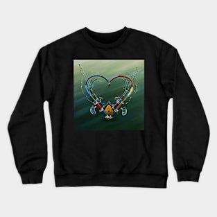 Water Hearts Of Love With Fishing Poles 2 Crewneck Sweatshirt